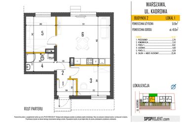 Rzut - Mieszkanie na sprzedaż 3 pokoje o powierzchni 51,19 m² - numer 4a/1 w Osiedle Korona