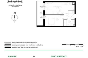 Rzut - Mieszkanie na sprzedaż 2 pokoje o powierzchni 38,32 m² - numer M15 w Wędrowna