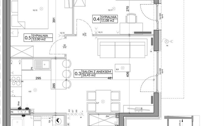 Rzut - Mieszkanie na sprzedaż 3 pokoje o powierzchni 61,95 m² - numer 46A w Osiedle Młodych etap V