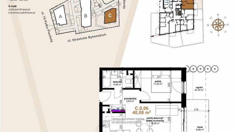Rzut - Mieszkanie na sprzedaż 2 pokoje o powierzchni 40,08 m² - numer C.0.6 w Vanda Park