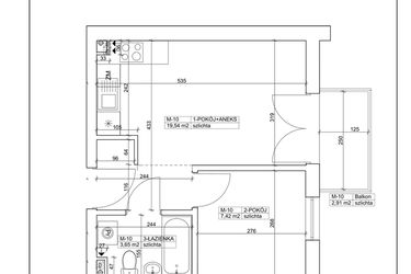 Rzut - Mieszkanie na sprzedaż 2 pokoje o powierzchni 30,61 m² - numer 10 w Bydgoska 19