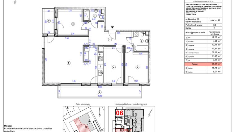 Rzut - Mieszkanie na sprzedaż 4 pokoje o powierzchni 96,01 m² - numer B5 w Vilanovia Park