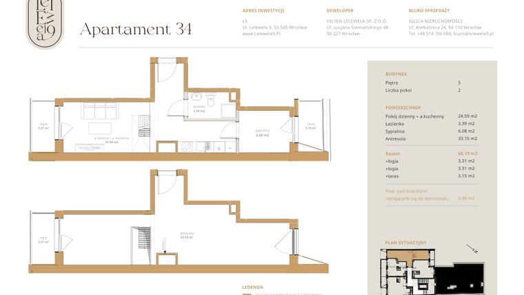Rzut - Mieszkanie na sprzedaż 4 pokoje o powierzchni 67,21 m² - numer A34 w Lelewela 9