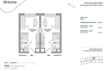 Rzut - Mieszkanie na sprzedaż 2 pokoje o powierzchni 37,72 m² - numer 19 w AtHome - Apartamenty inwestycyjne