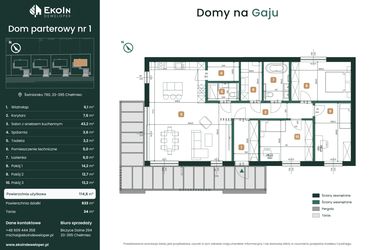 Rzut - Dom na sprzedaż 4 pokoje o powierzchni 114,8 m² - numer 1 w Domy na Gaju