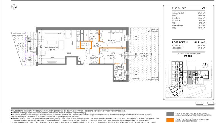Rzut - Mieszkanie na sprzedaż 3 pokoje o powierzchni 84,71 m² - numer 29 w Tarasy Międzylesie