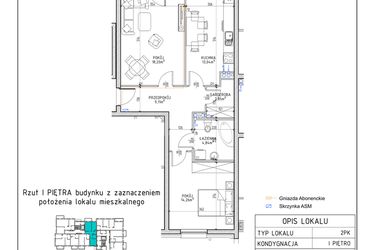 Rzut - Mieszkanie na sprzedaż 2 pokoje o powierzchni 62,3 m² - numer 6 w Osiedle Sady bud. E4