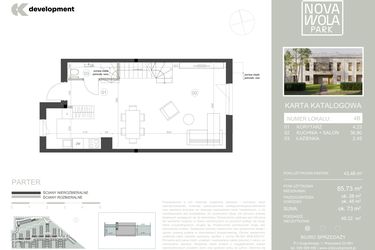 Rzut - Dom na sprzedaż 4 pokoje o powierzchni 85,73 m² - numer 4B w Nova Wola Park II