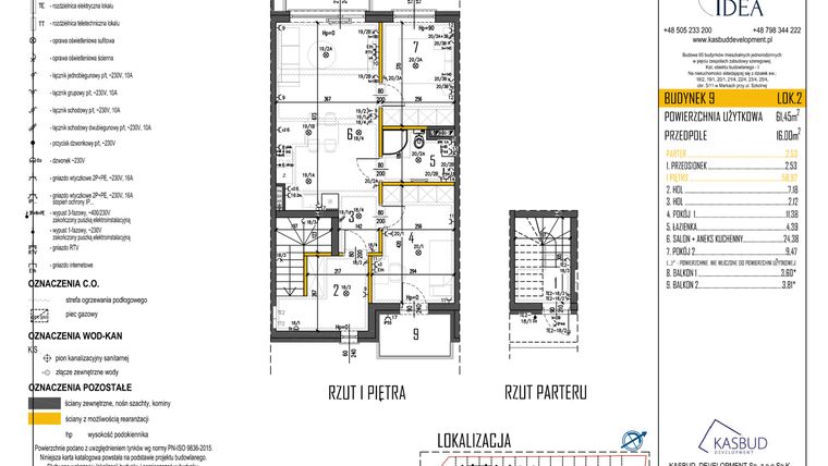 Rzut - Mieszkanie na sprzedaż 3 pokoje o powierzchni 61,45 m² - numer 9-L2 w Osiedle Idea etap I