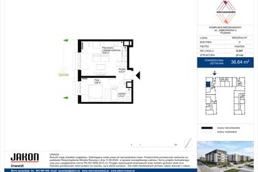 Rzut - Mieszkanie na sprzedaż 2 pokoje o powierzchni 36,64 m² - numer D.D67 w Wieruszowska D