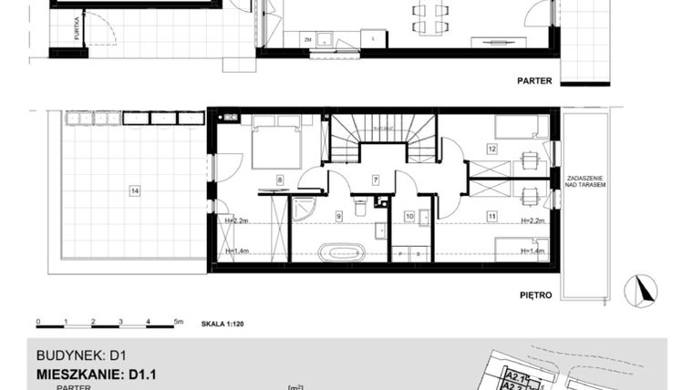 Rzut - Dom na sprzedaż 4 pokoje o powierzchni 122,4 m² - numer D1.1 w Ville Przy Białej