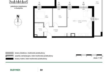 Rzut - Mieszkanie na sprzedaż 3 pokoje o powierzchni 58,16 m² - numer 17 w Wędrowna