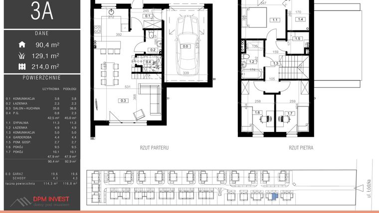 Rzut - Dom na sprzedaż 4 pokoje o powierzchni 114,3 m² - numer 3A w Family Park Ksawerów IV