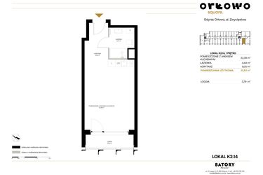 Rzut - Mieszkanie na sprzedaż 1 pokój o powierzchni 31,83 m² - numer K2.14 w Orłowo Square - Apartamenty inwestycyjne