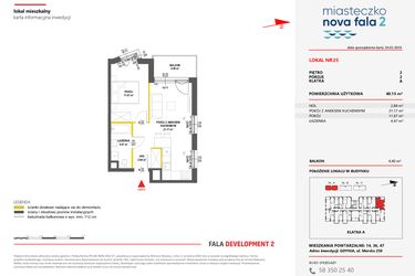Rzut - Mieszkanie na sprzedaż 2 pokoje o powierzchni 40,15 m² - numer 25 w Miasteczko Nova Fala 2