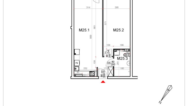 Rzut - Mieszkanie na sprzedaż 2 pokoje o powierzchni 52,33 m² - numer 25 w Malinowa Osiedle Borek