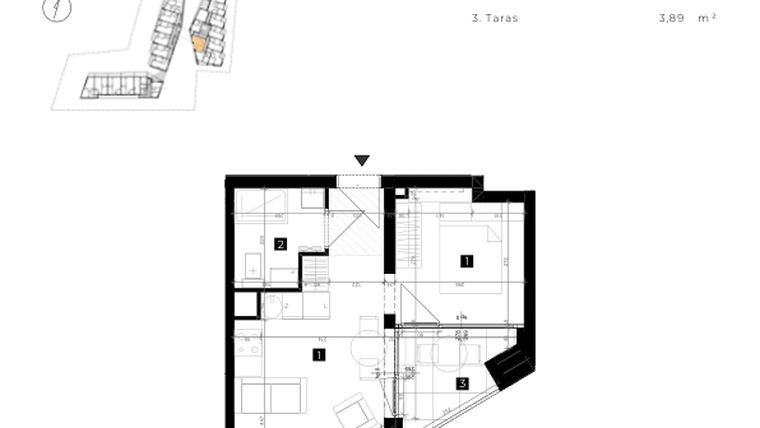 Rzut - Mieszkanie na sprzedaż 2 pokoje o powierzchni 28,52 m² - numer C.1.14 w Cisha Apartamenty Dziwnów