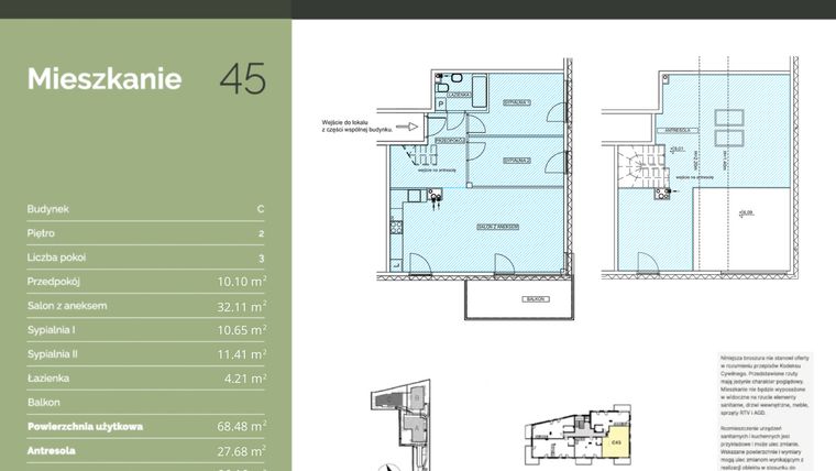 Rzut - Mieszkanie na sprzedaż 3 pokoje o powierzchni 96,16 m² - numer C45 w Stawowa Residence - etap V
