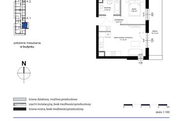 Rzut - Mieszkanie na sprzedaż 2 pokoje o powierzchni 33,64 m² - numer 31 w Kwarcowe Wzgórze - bud. 2