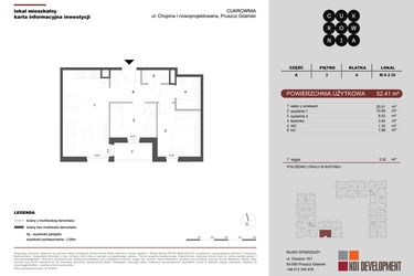 Rzut - Mieszkanie na sprzedaż 3 pokoje o powierzchni 52,41 m² - numer M.A.2.030 w CUKROWNIA