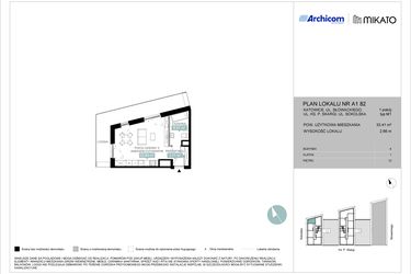 Rzut - Mieszkanie na sprzedaż 1 pokój o powierzchni 33,41 m² - numer A1 82 w Mikato