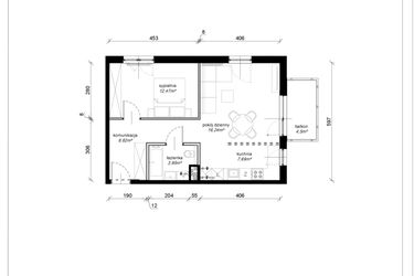 Rzut - Mieszkanie na sprzedaż 2 pokoje o powierzchni 49,17 m² - numer F.4.38.2k w Art.Teo etap 3