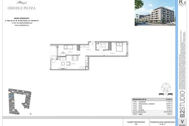 Rzut - Mieszkanie na sprzedaż 3 pokoje o powierzchni 61,79 m² - numer M64 w Osiedle Piltza etap X