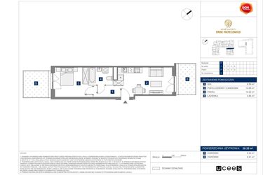 Rzut - Mieszkanie na sprzedaż 2 pokoje o powierzchni 38,35 m² - numer H4 w Apartamenty Park Matecznego Etap 2.2
