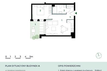 Rzut - Mieszkanie na sprzedaż 2 pokoje o powierzchni 39,35 m² - numer M8 w Park-Wojszyce