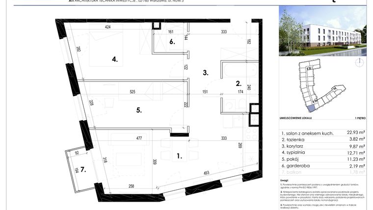 Rzut - Mieszkanie na sprzedaż 3 pokoje o powierzchni 62,75 m² - numer 25 w Osiedle Borzęcin