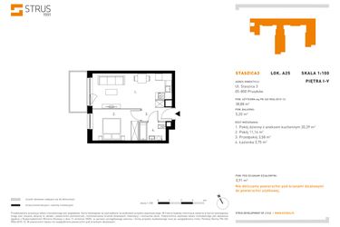 Rzut - Mieszkanie na sprzedaż 2 pokoje o powierzchni 38,99 m² - numer 5.A25 w Staszica 3