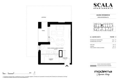Rzut - Mieszkanie na sprzedaż 1 pokój o powierzchni 33,77 m² - numer G-12 (C) w Scala