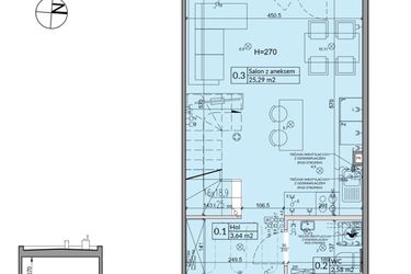 Rzut - Dom na sprzedaż 3 pokoje o powierzchni 62,3 m² - numer 31B w Osiedle Stokrotki etap 4 i 5