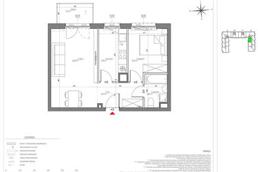 Rzut - Mieszkanie na sprzedaż 2 pokoje o powierzchni 44,14 m² - numer D/129/M w City Vibe