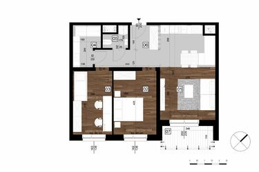 Rzut - Mieszkanie na sprzedaż 3 pokoje o powierzchni 62,79 m² - numer O.6 w Osiedle NeoTeo