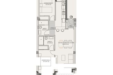 Rzut - Mieszkanie na sprzedaż 2 pokoje o powierzchni 102,9 m² - numer 1-1.18 w Apartamenty w Torrevieja - 51618202