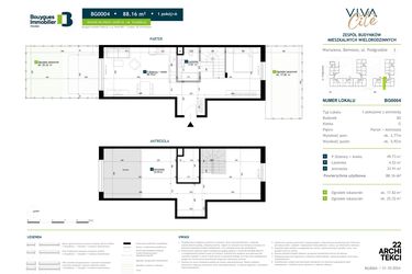 Rzut - Mieszkanie na sprzedaż 1 pokój o powierzchni 86,95 m² - numer BG0004 w Viva Cité