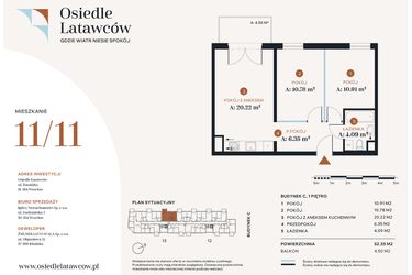 Rzut - Mieszkanie na sprzedaż 2 pokoje o powierzchni 34,33 m² - numer C11-9 w Osiedle Latawców