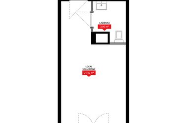 Rzut - Mieszkanie na sprzedaż 1 pokój o powierzchni 25,52 m² - numer A1 106LU w 29L - Apartamenty inwestycyjne