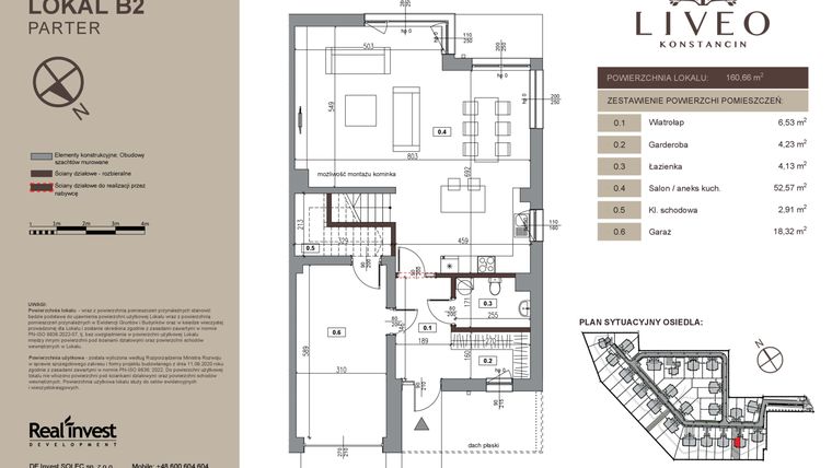 Rzut - Dom na sprzedaż 5 pokoi o powierzchni 160,66 m² - numer B2 w Liveo Konstancin