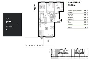 Rzut - Mieszkanie na sprzedaż 4 pokoje o powierzchni 82,77 m² - numer M.4 w Zielony Horyzont II