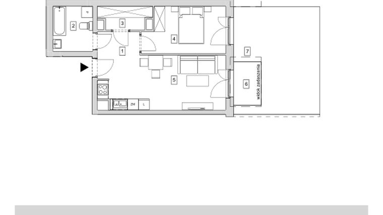 Rzut - Mieszkanie na sprzedaż 2 pokoje o powierzchni 43,51 m² - numer B5-K2-0-1 w ATAL Strachowicka II