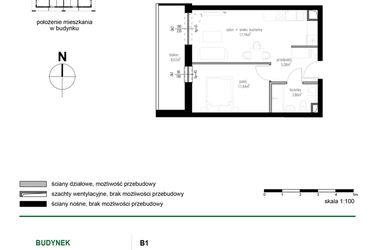 Rzut - Mieszkanie na sprzedaż 2 pokoje o powierzchni 38,32 m² - numer 15 w Wędrowna