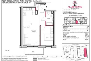 Rzut - Mieszkanie na sprzedaż 2 pokoje o powierzchni 51,25 m² - numer A.23 w Apartamenty Grójeckie Ogrody