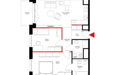 Rzut - Mieszkanie na sprzedaż 3 pokoje o powierzchni 69,45 m² - numer E.5.1 w INSPIRE ETAP IV – bud. E