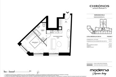 Rzut - Mieszkanie na sprzedaż 2 pokoje o powierzchni 44,13 m² - numer 519 w Chronos etap II