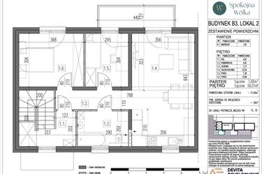 Rzut - Mieszkanie na sprzedaż 3 pokoje o powierzchni 57,66 m² - numer B3/2 w Spokojna Wólka etap III