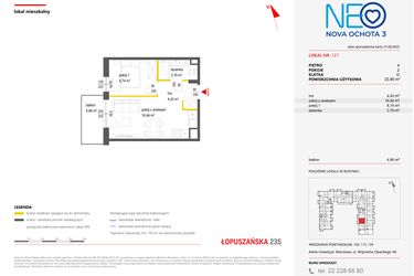 Rzut - Mieszkanie na sprzedaż 2 pokoje o powierzchni 33,9 m² - numer 127 w Neo Nova Ochota 3