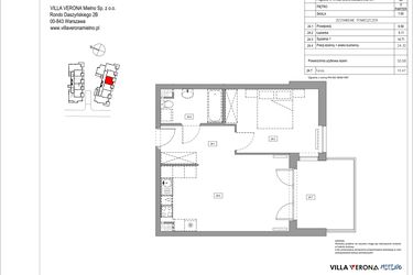 Rzut - Mieszkanie na sprzedaż 2 pokoje o powierzchni 50,68 m² - numer B.24 w Villa Verona Mielno