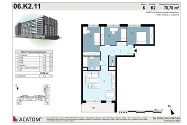 Rzut - Mieszkanie na sprzedaż 4 pokoje o powierzchni 78,8 m² - numer 181 w Langiewicza 37